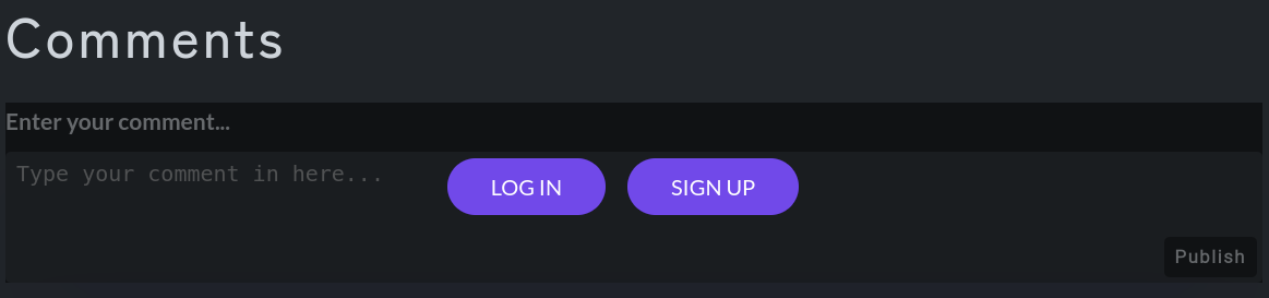 Comments section login buttons